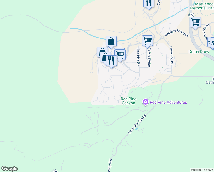 map of restaurants, bars, coffee shops, grocery stores, and more near 2325 West Red Pine Road in Park City