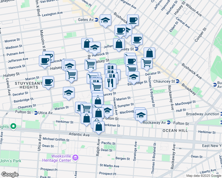 map of restaurants, bars, coffee shops, grocery stores, and more near in Brooklyn