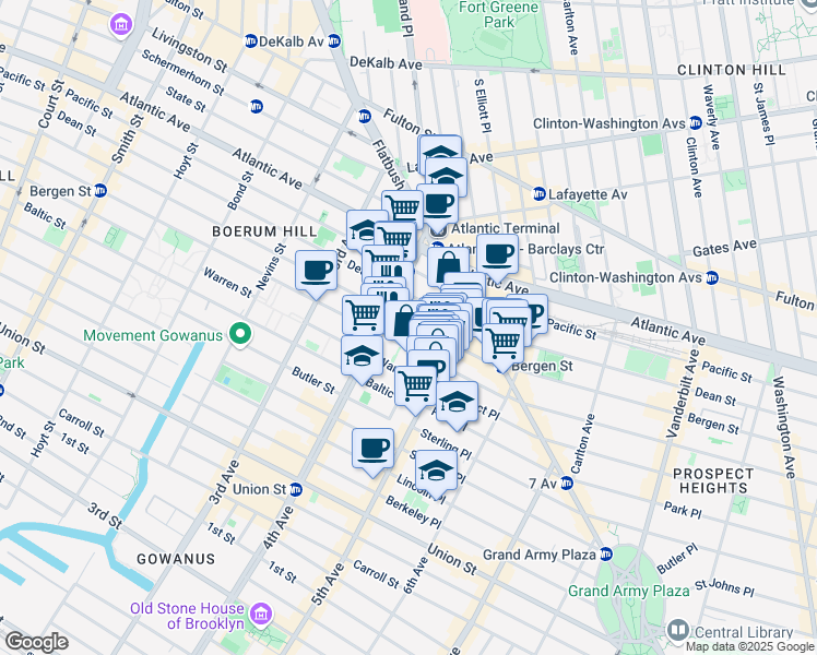 map of restaurants, bars, coffee shops, grocery stores, and more near in Brooklyn
