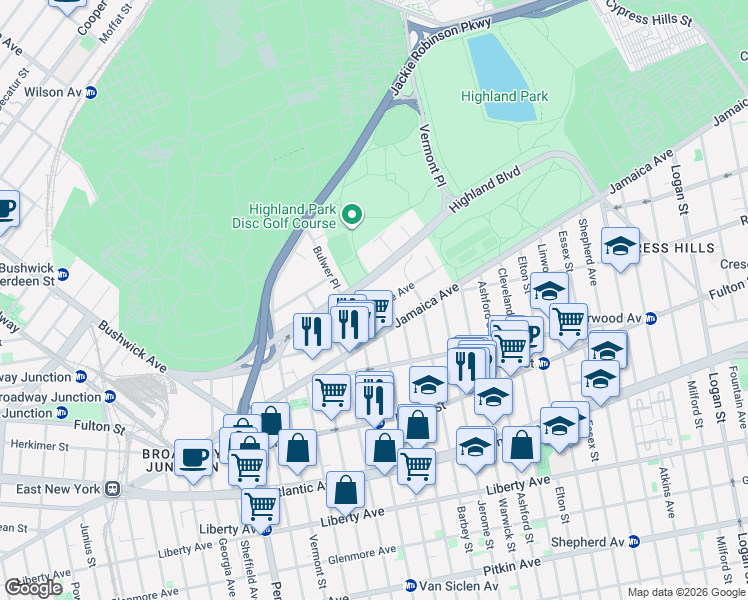 map of restaurants, bars, coffee shops, grocery stores, and more near in Brooklyn