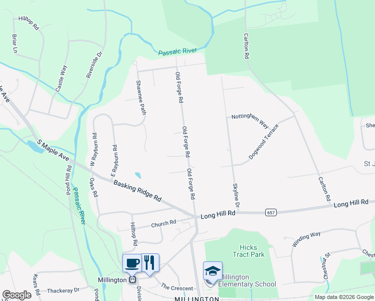 map of restaurants, bars, coffee shops, grocery stores, and more near 111 Old Forge Road in Long Hill