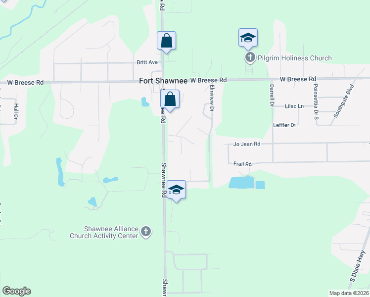 map of restaurants, bars, coffee shops, grocery stores, and more near 156 Blackhawk Place in Lima