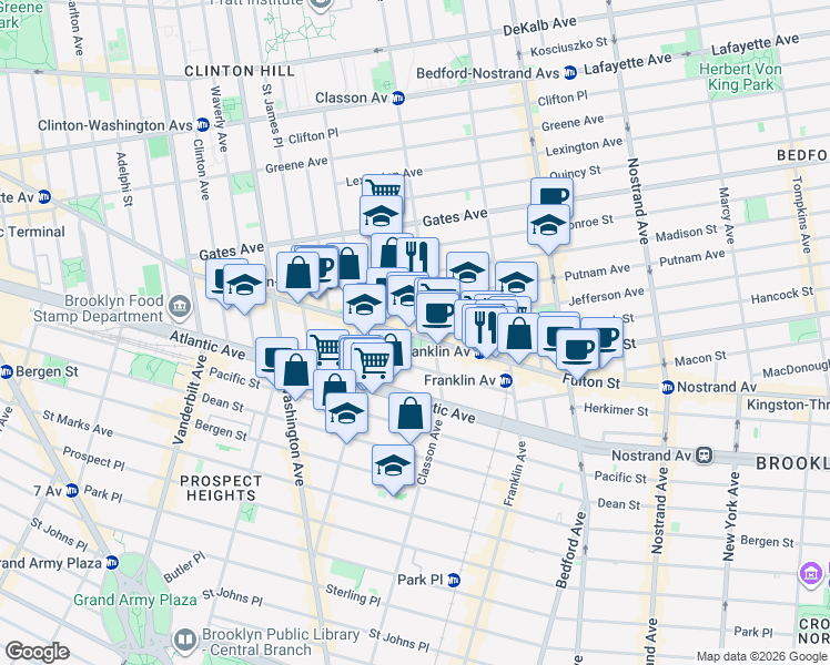 map of restaurants, bars, coffee shops, grocery stores, and more near in Brooklyn