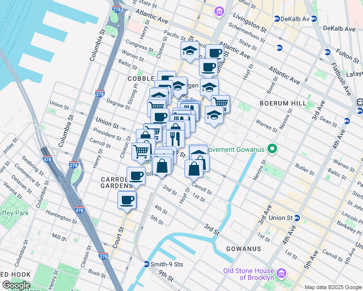 map of restaurants, bars, coffee shops, grocery stores, and more near in Brooklyn