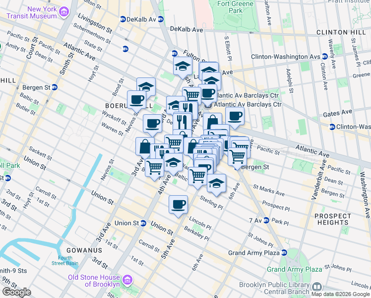 map of restaurants, bars, coffee shops, grocery stores, and more near 69 4th Avenue in Brooklyn