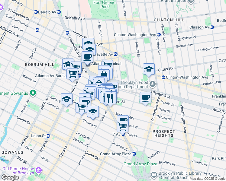 map of restaurants, bars, coffee shops, grocery stores, and more near in Brooklyn