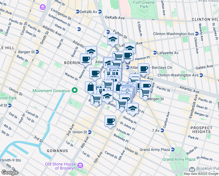 map of restaurants, bars, coffee shops, grocery stores, and more near 85 4th Avenue in Brooklyn