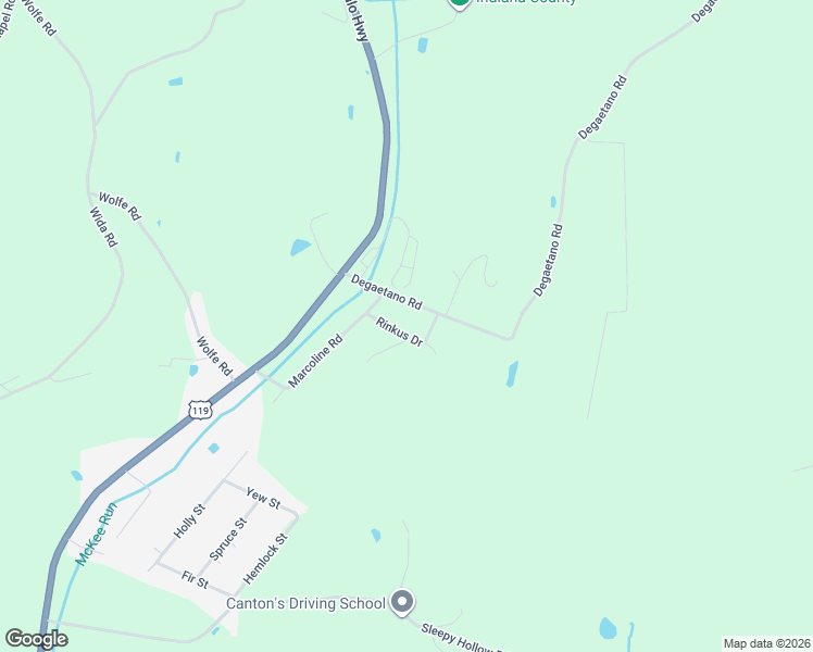 map of restaurants, bars, coffee shops, grocery stores, and more near 128 Rinkus Drive in Indiana