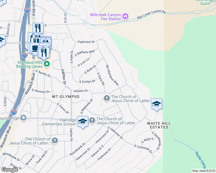 map of restaurants, bars, coffee shops, grocery stores, and more near 3980 Foubert Avenue in Salt Lake City