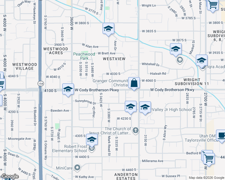 map of restaurants, bars, coffee shops, grocery stores, and more near in West Valley City