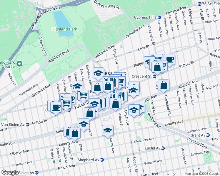 map of restaurants, bars, coffee shops, grocery stores, and more near in Brooklyn