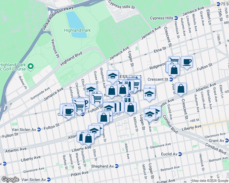 map of restaurants, bars, coffee shops, grocery stores, and more near 365 Arlington Avenue in Brooklyn