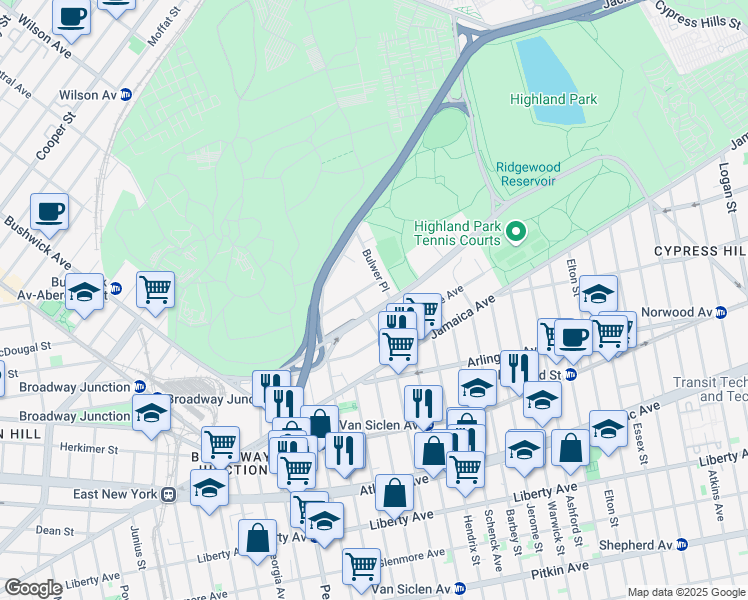 map of restaurants, bars, coffee shops, grocery stores, and more near in Brooklyn