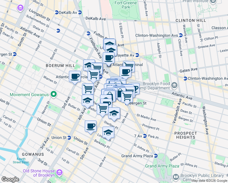 map of restaurants, bars, coffee shops, grocery stores, and more near in Brooklyn