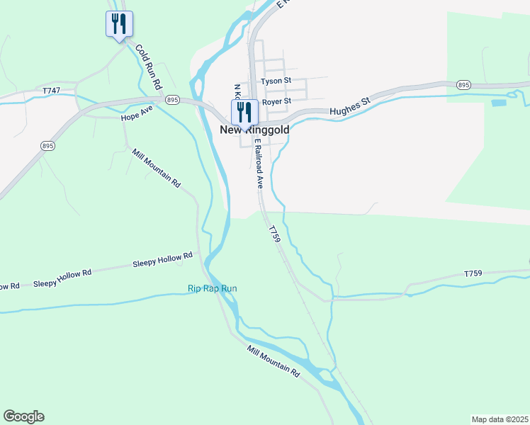 map of restaurants, bars, coffee shops, grocery stores, and more near 80 Pine Valley Road in New Ringgold