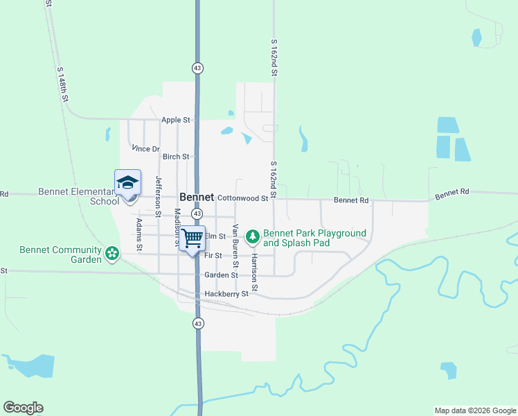 map of restaurants, bars, coffee shops, grocery stores, and more near 415 Tyler Street in Bennet