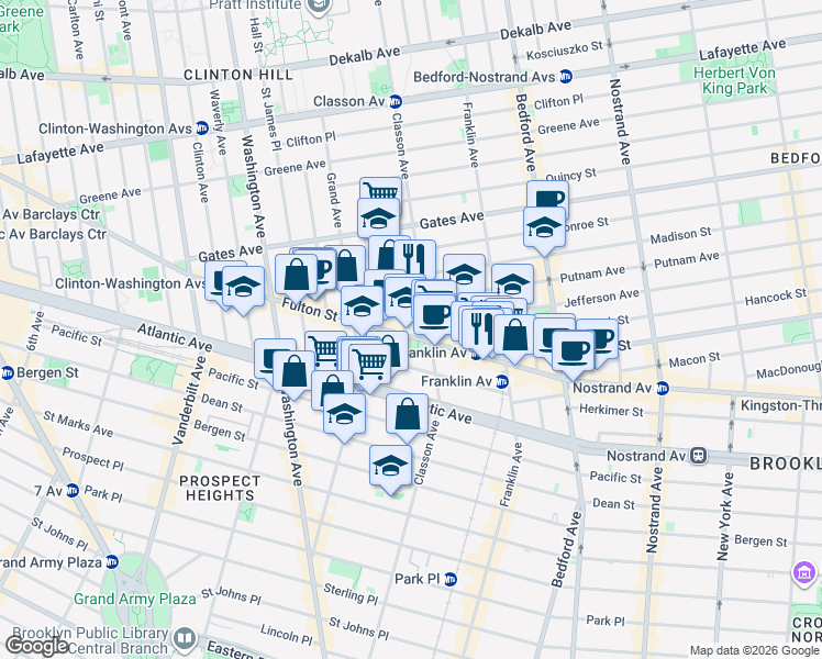map of restaurants, bars, coffee shops, grocery stores, and more near in Brooklyn