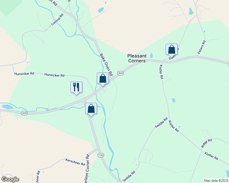 map of restaurants, bars, coffee shops, grocery stores, and more near 6143 Werleys Corner Road in New Tripoli