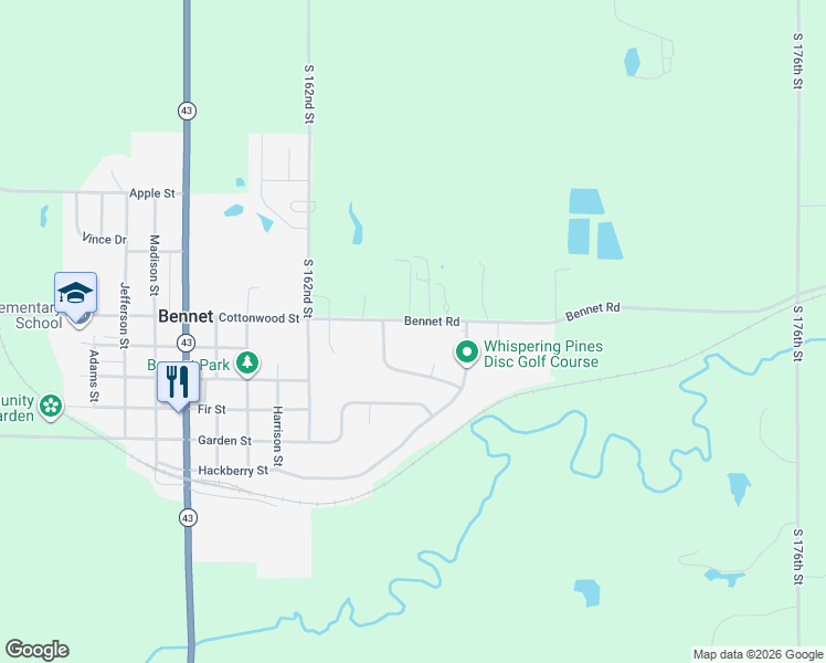 map of restaurants, bars, coffee shops, grocery stores, and more near 1015 Bennet Road in Bennet
