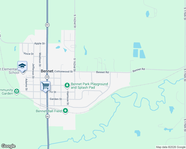 map of restaurants, bars, coffee shops, grocery stores, and more near 920 Evergreen Road in Bennet