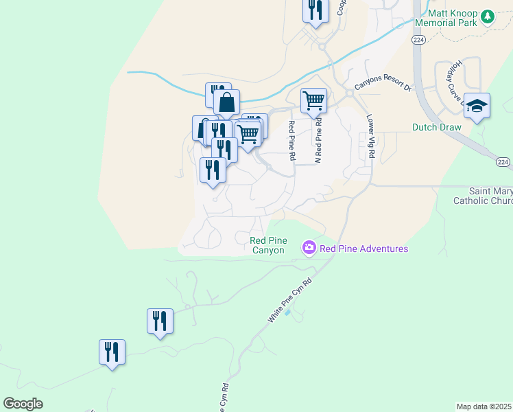 map of restaurants, bars, coffee shops, grocery stores, and more near 3463 Ridgeline Drive in Park City