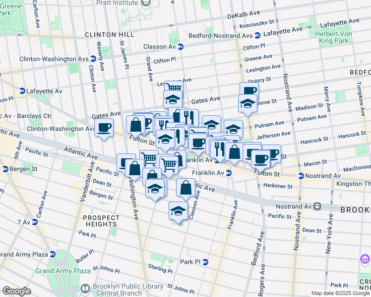 map of restaurants, bars, coffee shops, grocery stores, and more near in Brooklyn
