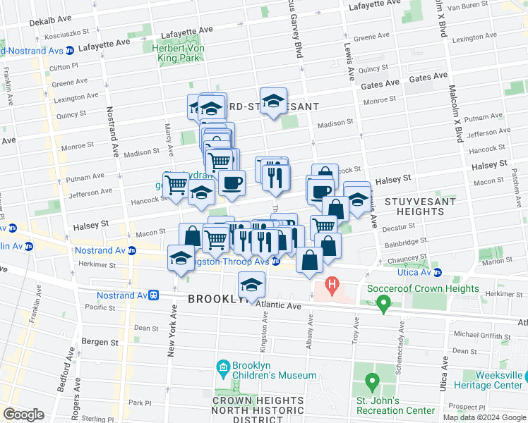 map of restaurants, bars, coffee shops, grocery stores, and more near in Brooklyn