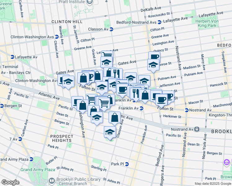 map of restaurants, bars, coffee shops, grocery stores, and more near in Brooklyn