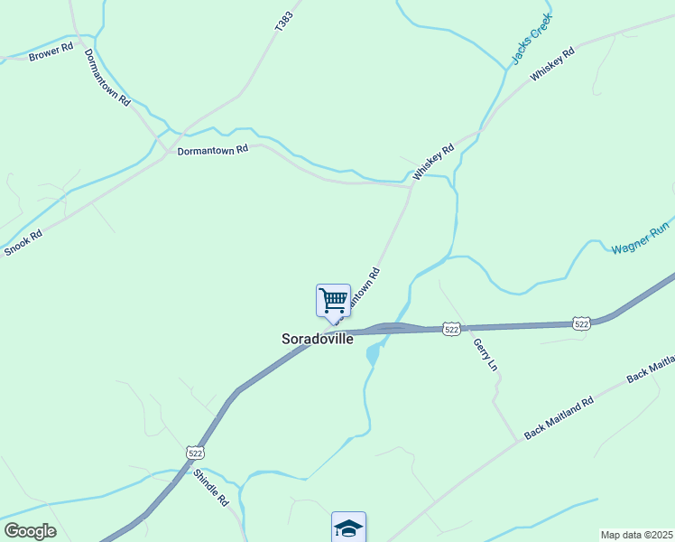 map of restaurants, bars, coffee shops, grocery stores, and more near 125 Dormantown Road in McClure