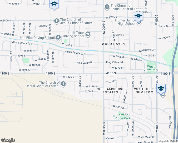 map of restaurants, bars, coffee shops, grocery stores, and more near 6512 West 4100 South in West Valley City
