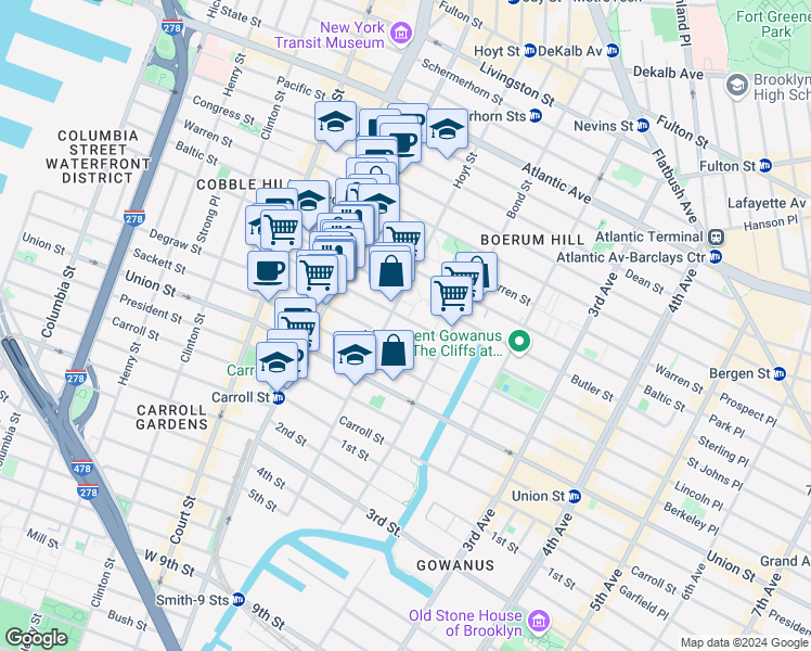 map of restaurants, bars, coffee shops, grocery stores, and more near 238 Hoyt Street in Brooklyn