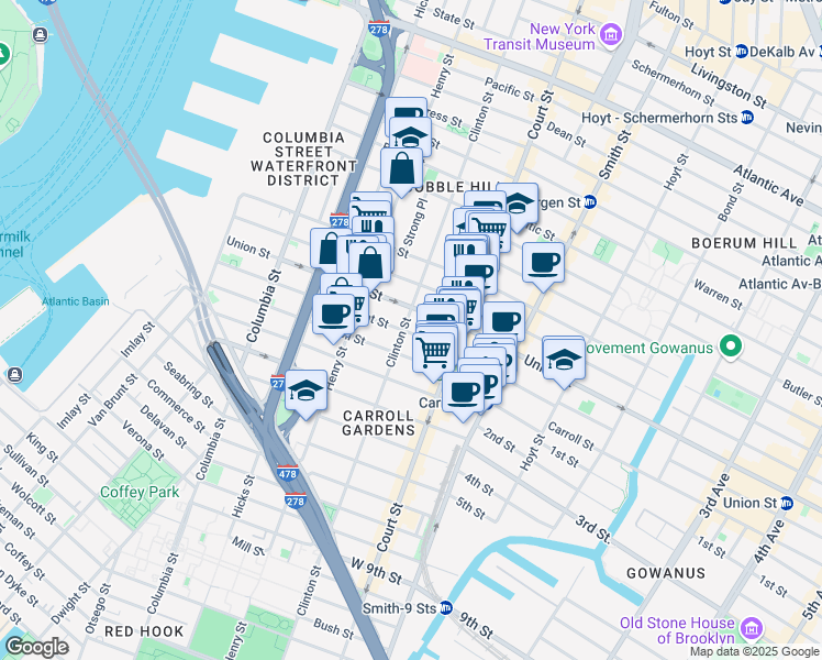 map of restaurants, bars, coffee shops, grocery stores, and more near in Brooklyn