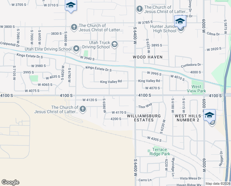 map of restaurants, bars, coffee shops, grocery stores, and more near 6512 West 4100 South in West Valley City
