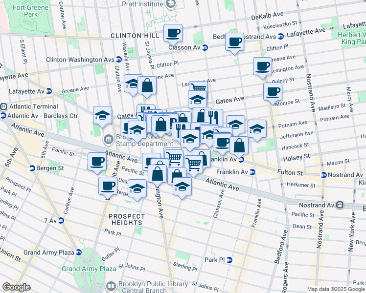map of restaurants, bars, coffee shops, grocery stores, and more near in Brooklyn