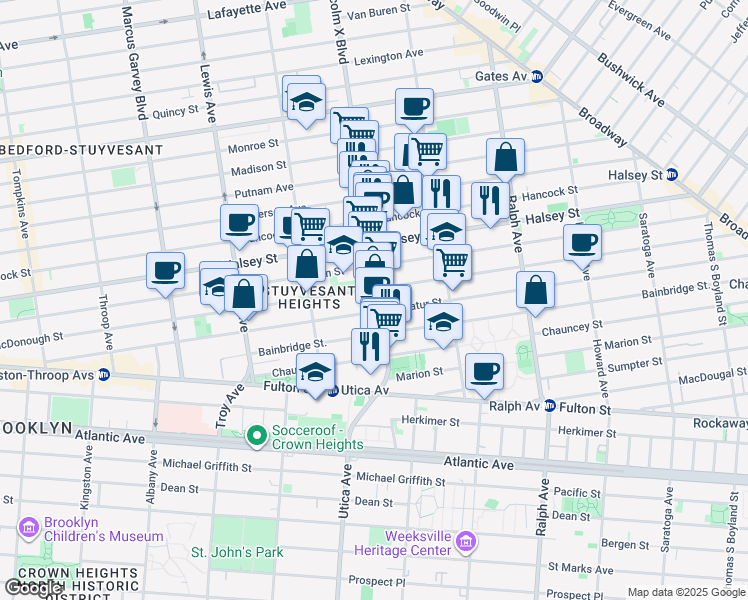 map of restaurants, bars, coffee shops, grocery stores, and more near in Brooklyn
