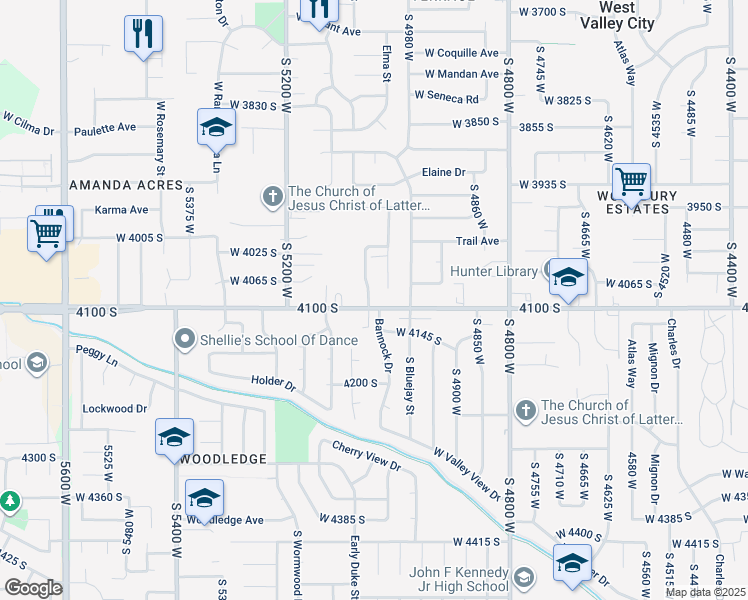 map of restaurants, bars, coffee shops, grocery stores, and more near 4089 Edith Grove Lane in Salt Lake City