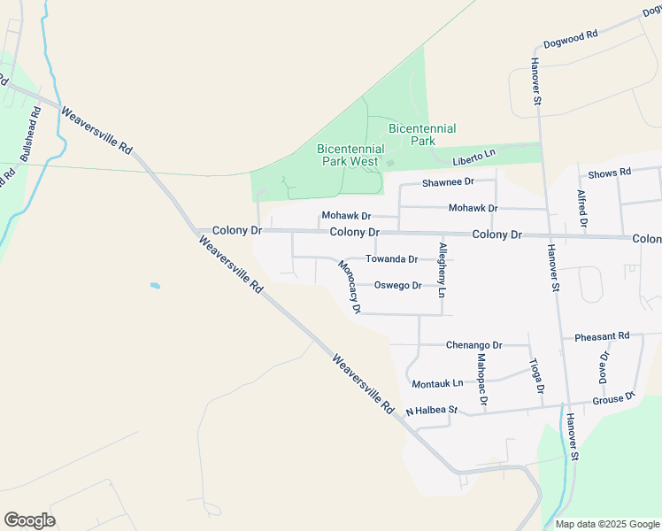map of restaurants, bars, coffee shops, grocery stores, and more near 5385 Monocacy Drive in Bethlehem