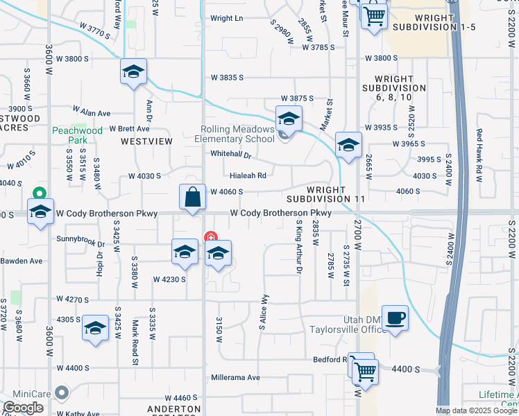 map of restaurants, bars, coffee shops, grocery stores, and more near 3018 West 4100 South in Salt Lake City