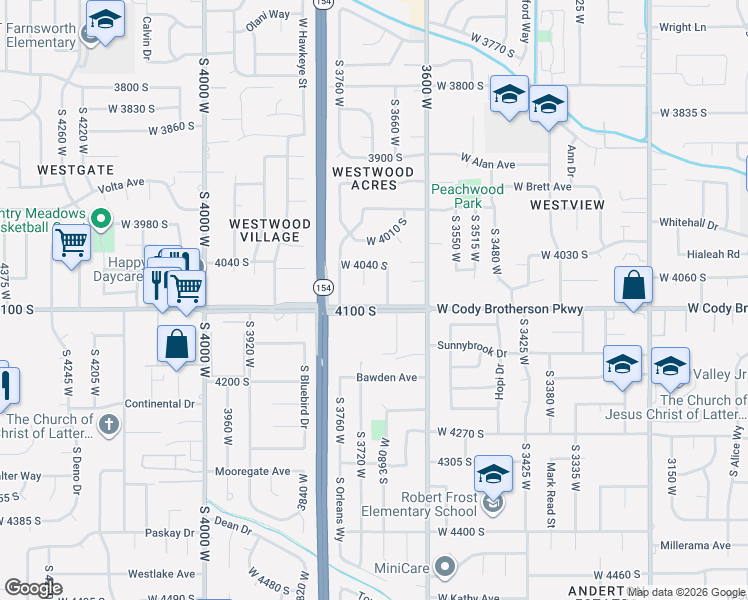 map of restaurants, bars, coffee shops, grocery stores, and more near 4057 South 3710 West in West Valley City