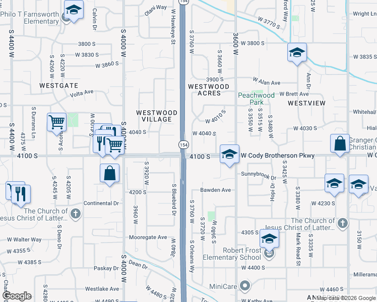 map of restaurants, bars, coffee shops, grocery stores, and more near 4066 3760 West in Salt Lake City