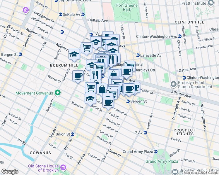 map of restaurants, bars, coffee shops, grocery stores, and more near in Brooklyn