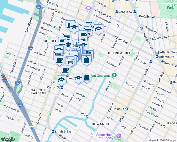 map of restaurants, bars, coffee shops, grocery stores, and more near 238 Hoyt Street in Brooklyn