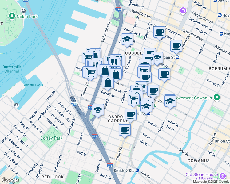 map of restaurants, bars, coffee shops, grocery stores, and more near in Brooklyn