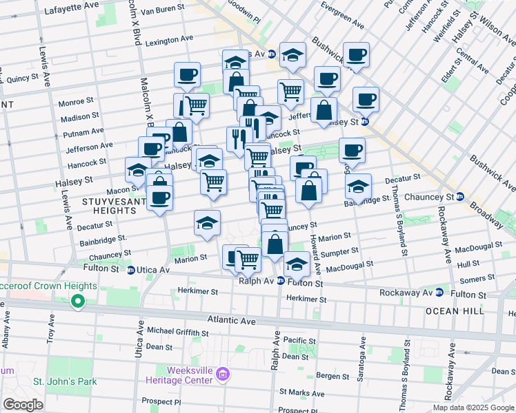 map of restaurants, bars, coffee shops, grocery stores, and more near in Brooklyn