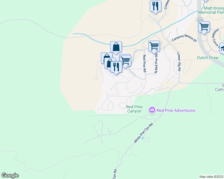 map of restaurants, bars, coffee shops, grocery stores, and more near 3551 North Escala Court in Park City