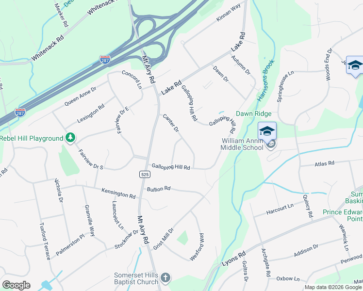 map of restaurants, bars, coffee shops, grocery stores, and more near 8 Post Terrace in Bernards