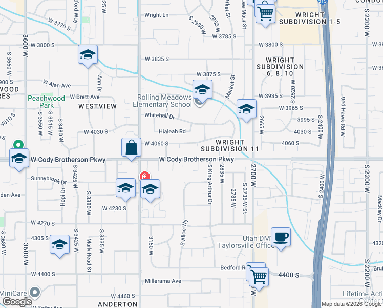 map of restaurants, bars, coffee shops, grocery stores, and more near 2964 West 4100 South in West Valley City