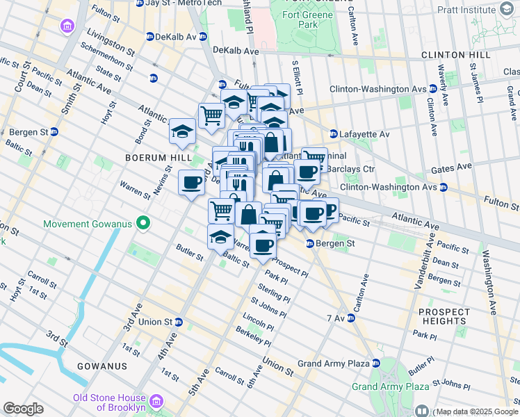 map of restaurants, bars, coffee shops, grocery stores, and more near 44 4th Avenue in Brooklyn
