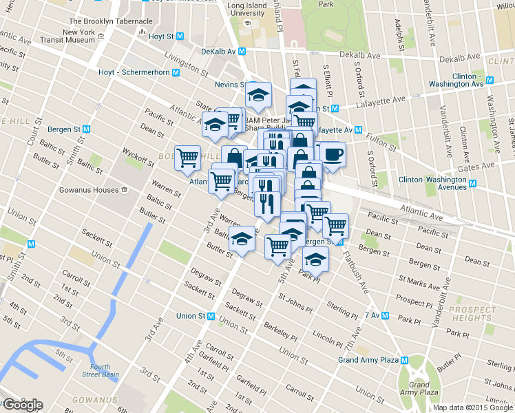 map of restaurants, bars, coffee shops, grocery stores, and more near 59 4th Avenue in Brooklyn