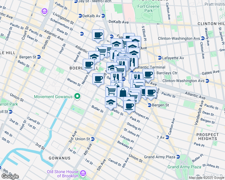 map of restaurants, bars, coffee shops, grocery stores, and more near 59 4th Avenue in Brooklyn